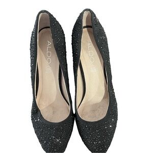 Aldo black sparkle high heel shoes size 8